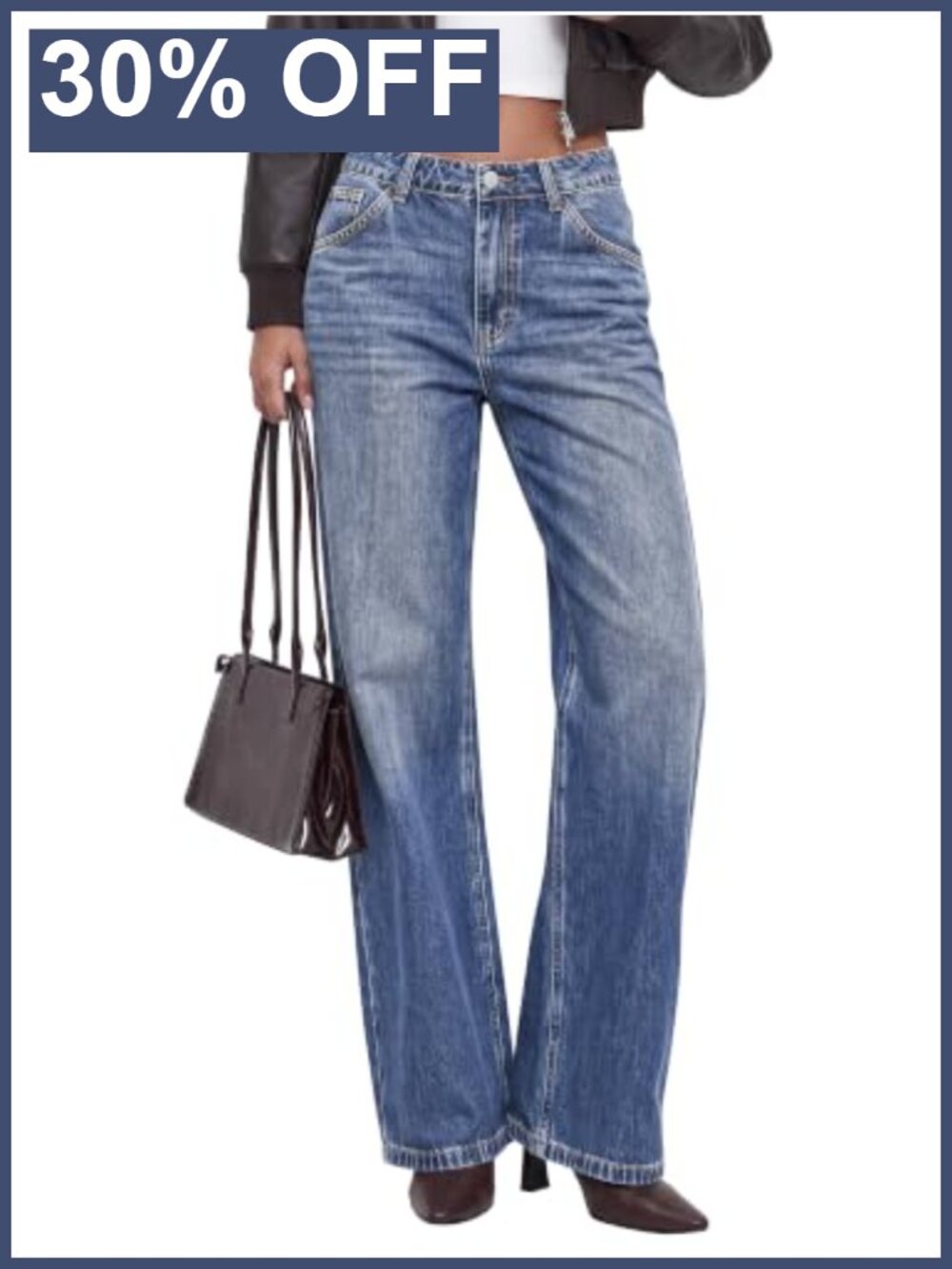 Wide Leg High Rise Stretch Jeans Women Casual Denim Pants